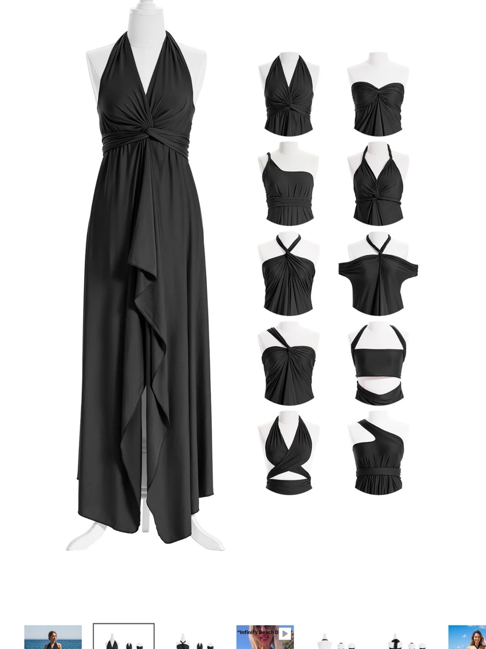 Multiway Black Maxi Dress with Twist Front